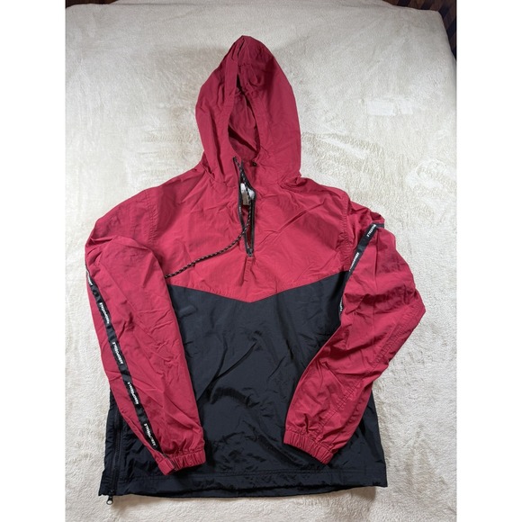 Aéropostale Other - Aeropostale Mens  Colorblock Nylon Windbreaker 1/4 Zip‎ Hoodie Jacket red/ Black